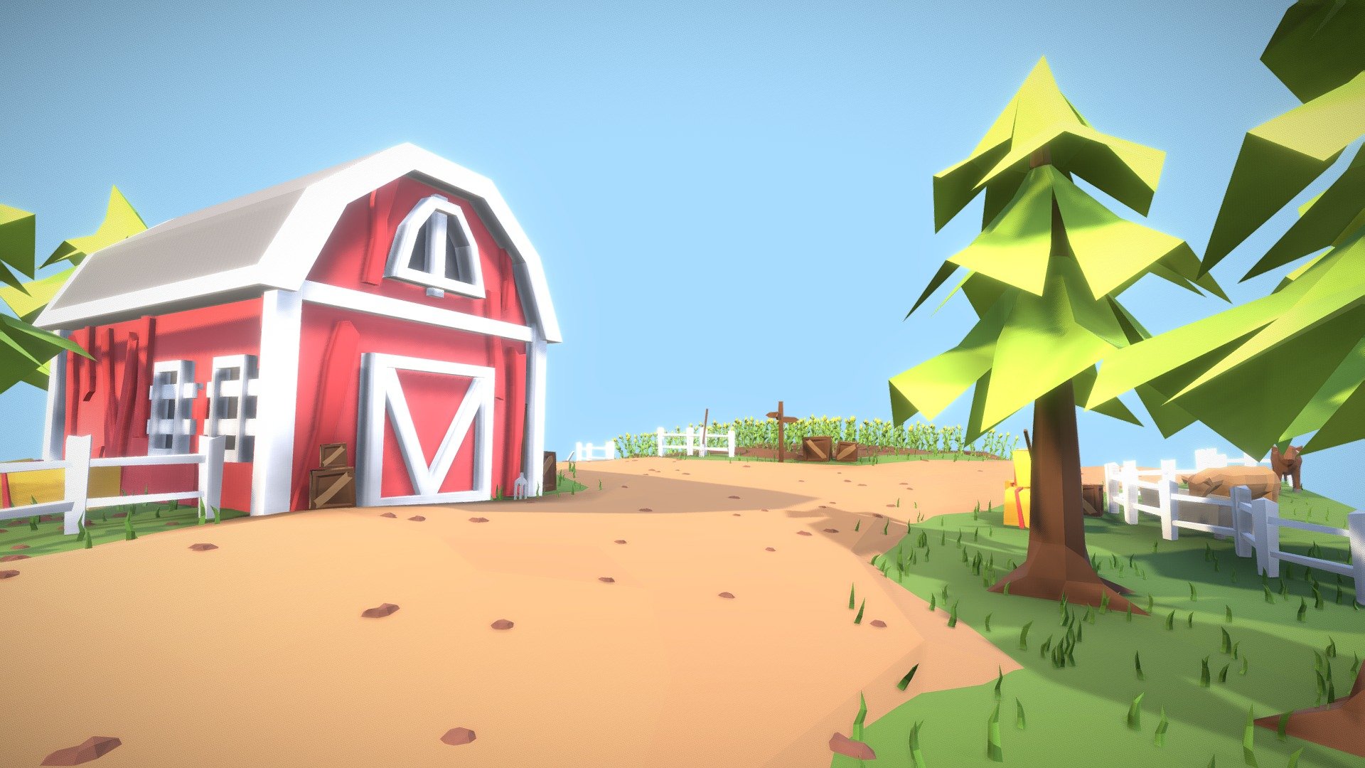 A project for University, to make a low poly style scene only using materials, no textures within 2 weeks. My idea was part of a farm being abducted or pulled out of the ground - Low Poly Abducted Farm Scene - 3D model by Nathan (@nathanday) 3d model