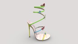 Female High Heels Summer Sandals cute, high, fashion, girls, spring, butterfly, summer, shoes, sandals, straps, ankle, realistic, real, sweet, beautiful, heels, womens, elegant, decorated, colorful, pbr, female