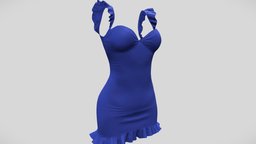 Frills Trims Mini Cami Dress mini, red, cute, , fashion, girls, clothes, with, pink, dress, straps, realistic, real, sweet, womens, frills, trims, pbr, low, poly, female, blue, black, shoulde