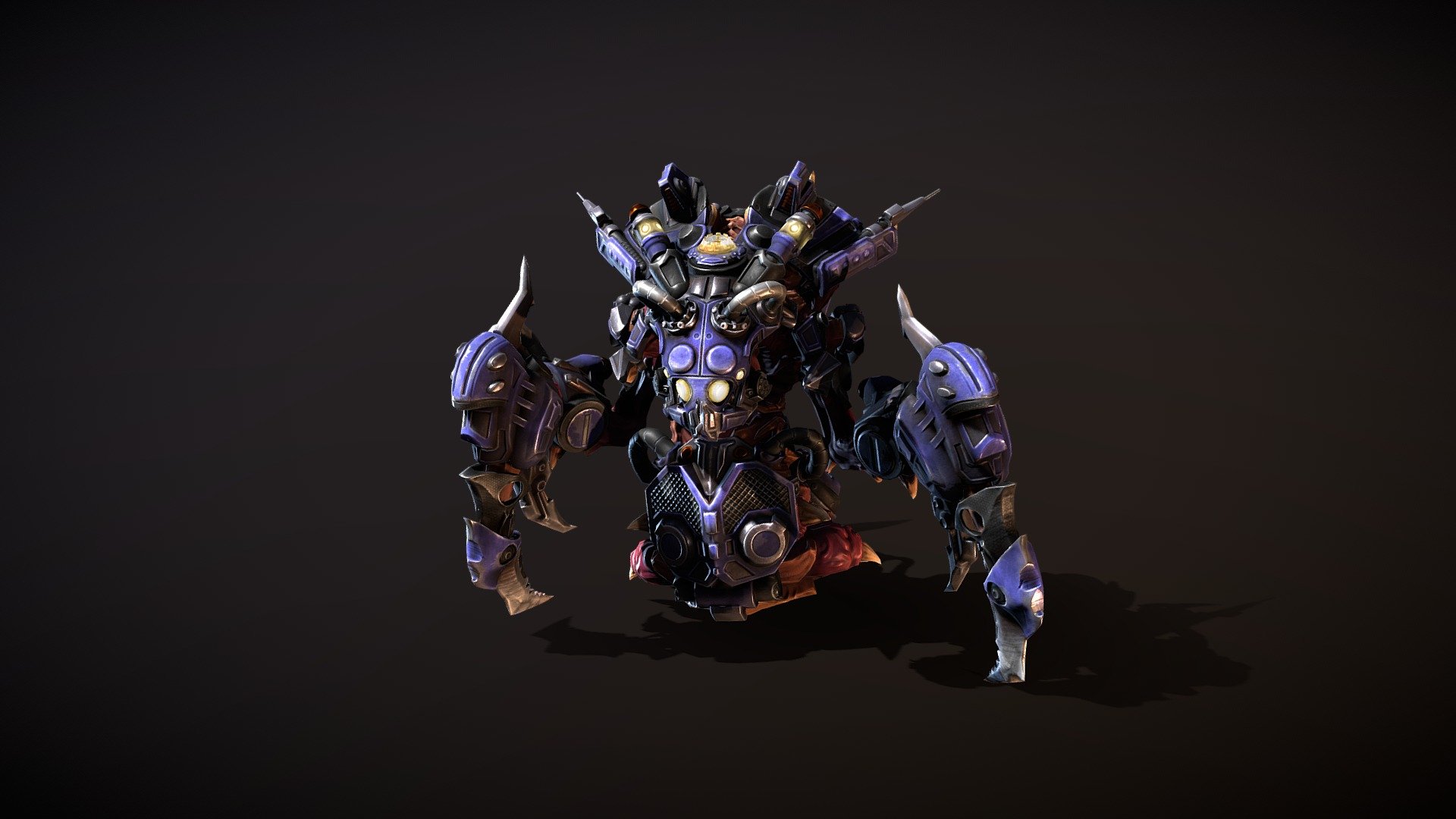 Human friendly beast was armored to improove it`s atacking and defensive abilities. Sharp blades, cooling systems and stimulators turned Terrg in to deadly space marine 3d model