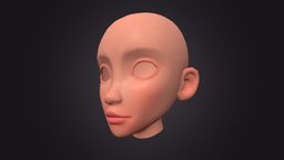Cartoon Head cute, videogame, , head, game-ready, video-game, game-character, maya, low-poly, girl, cartoon, game, pbr, lowpoly