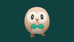 Pokémon: Rowlet fanart, cute, pokemon, 3dpainting, rowlet, pokemonsunmoon, alola, substancepainter, blender, pokemonlegendsarceus, hisui, noai
