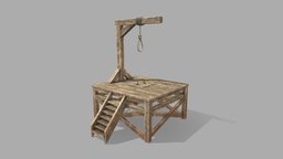 gallows death, medieval, dead, vr, rope, gallows, execution, game, pbr, lowpoly, wood, horror