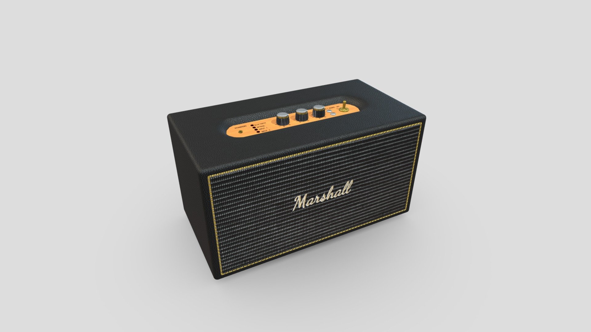 Check out this high quality low-poly 3D model of Marshall Stanmore Speaker.

For your 3D modelling requirements or if you wish to purchase this model, connect with us at info@shinobu3d.com.

We offer premium quality low poly 3D assets/models for AR/VR applications, 3D visualisations, 3D product configurators, 3D printing &amp; 3D animations.

Visit https://www.shinobu3d.com for more on us 3d model