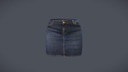 Female Mini Denim Skirt short, mini, fashion, girls, clothes, skirt, jeans, womens, wear, denim, pbr, low, poly, female, blue
