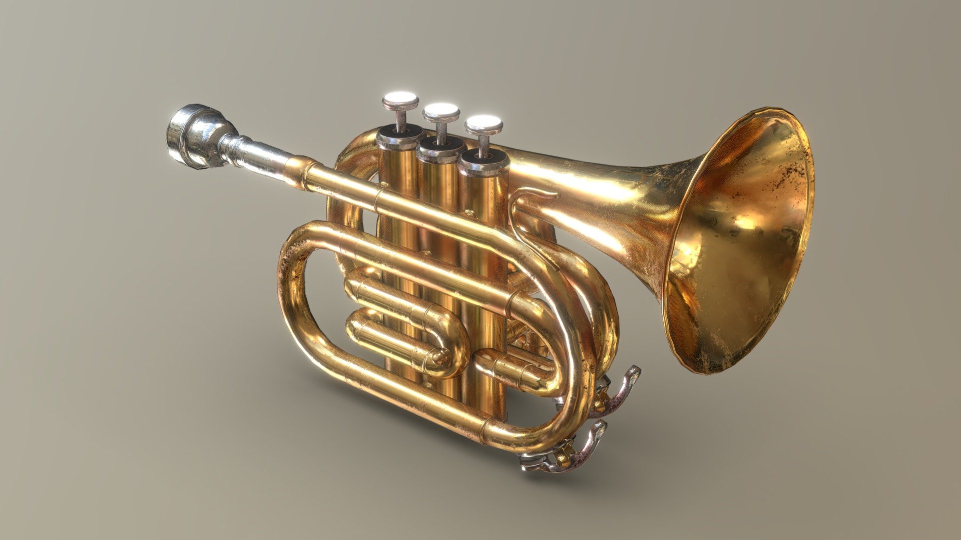 A model of a Pocket Trumpet referenced mostly from the one I own - Pocket Trumpet - Buy Royalty Free 3D model by Remus (@Ping_Pong) 3d model