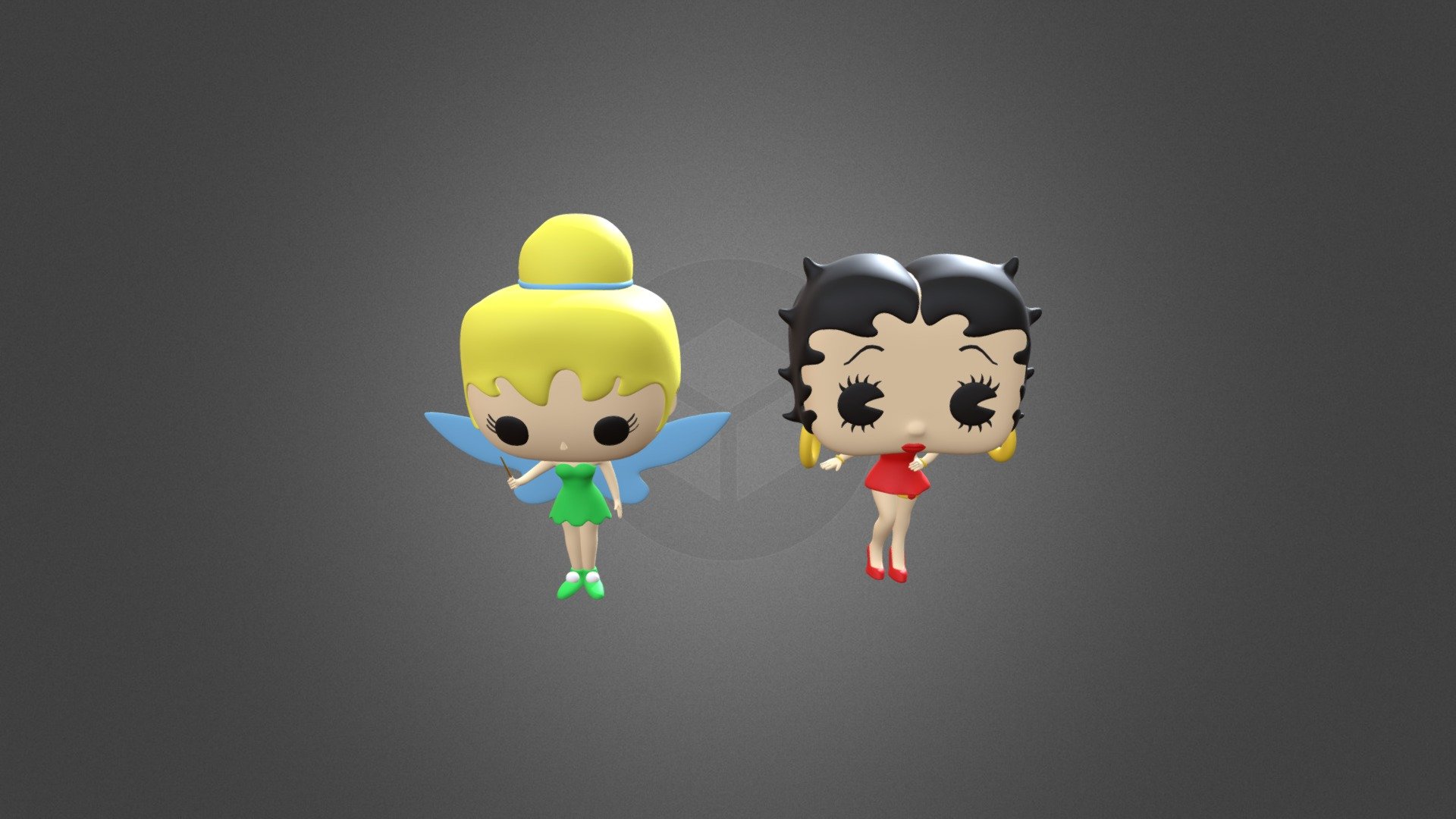 Tinker bell e Betty Boop estilo funko pop - Sininho e Betty Boop - 3D model by nanascar3d 3d model