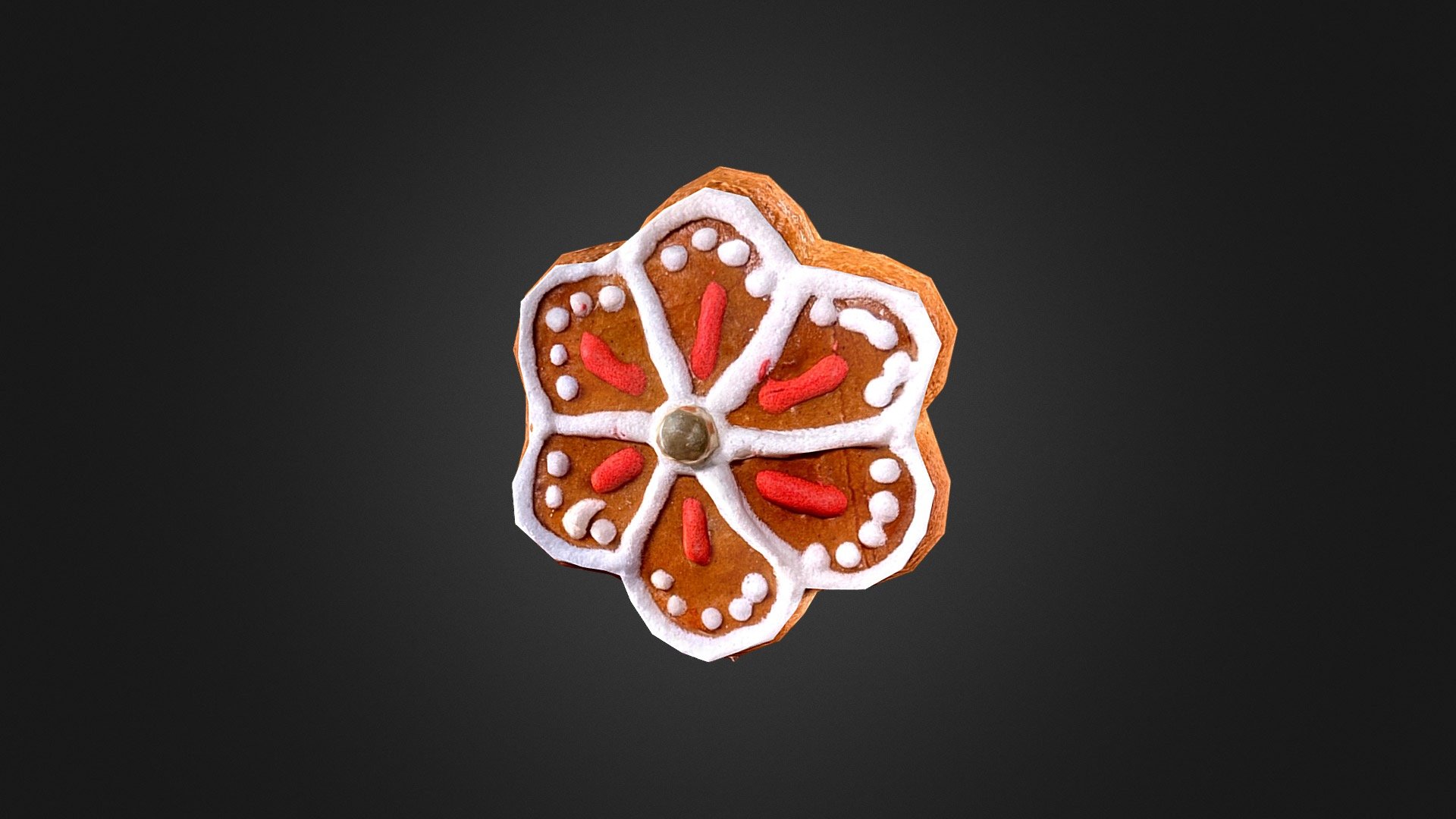 Gingerbread flower scanned with polycam and retopologized in blender 3d model