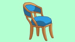 Cartoon Chair 2d, cellshading, handpainted, cartoon, 3d, blender, lowpoly, chair, stylized