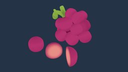Cute Grapes food, fruit, cute, grapes, colorful, slice, cartoon, lowpoly, gameasset, anime, simple, gameready