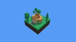 Low poly cartoon Town Hall