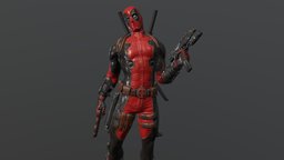 Deadpool body, marvel, ready, deadpool, gameart, man, gun, redbody