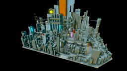 Cyberpunk city kit, assets, set, buildings, cyber, pack, cyberpunk, town, architecture, low-poly, lowpoly, scifi, sci-fi, city, environment