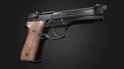 Beretta M9 Semiautomatic Pistol PBR army, handgun, german, photorealistic, bullet, vr, ar, game-ready, optimized, game-asset, low-poly-model, gun-weapon, weapon, low-poly, game, lowpoly, gameasset, gun, gameready