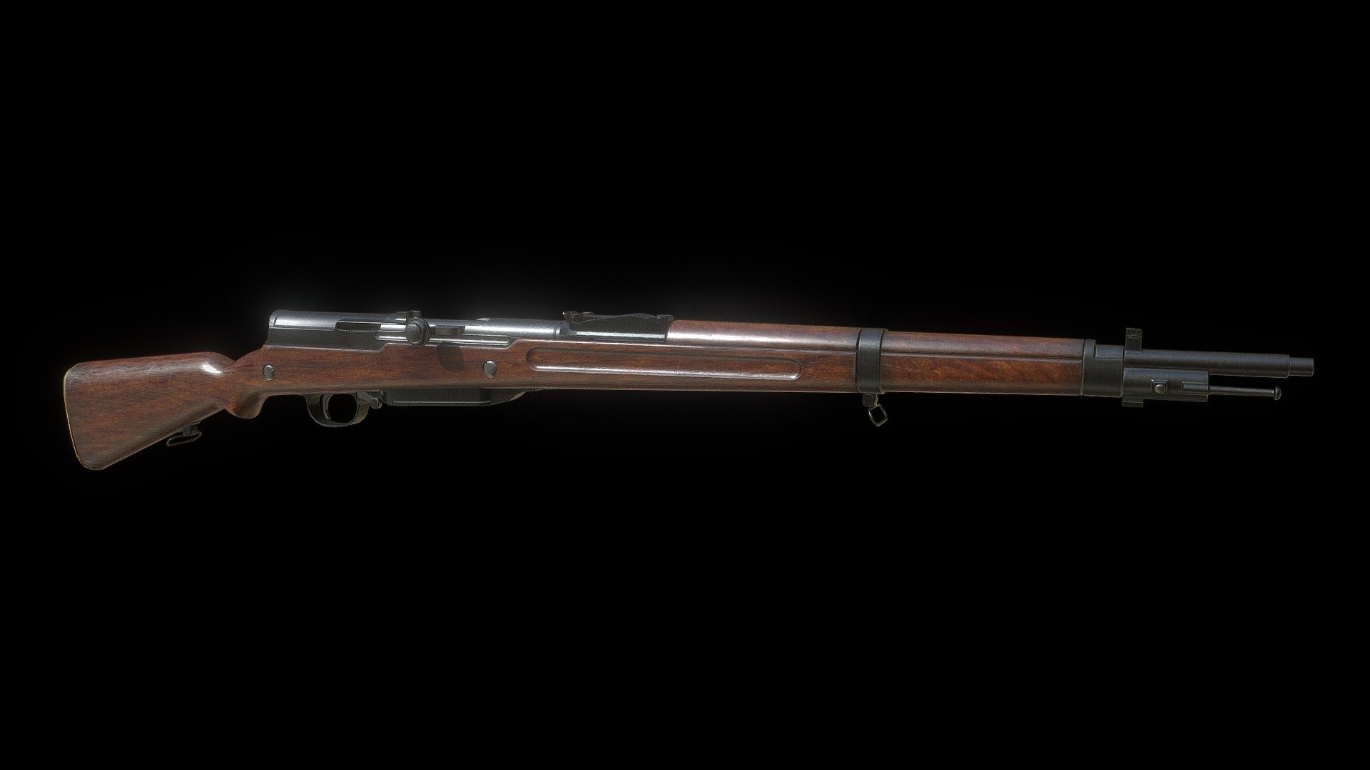 French semi-auto prototype rifle (pre-WW1). Designed to become the world's first standard-issue semi-auto, but the early onset of the war put an end to this ambition. Widely regarded as the most advanced rifle in the world at the time 3d model