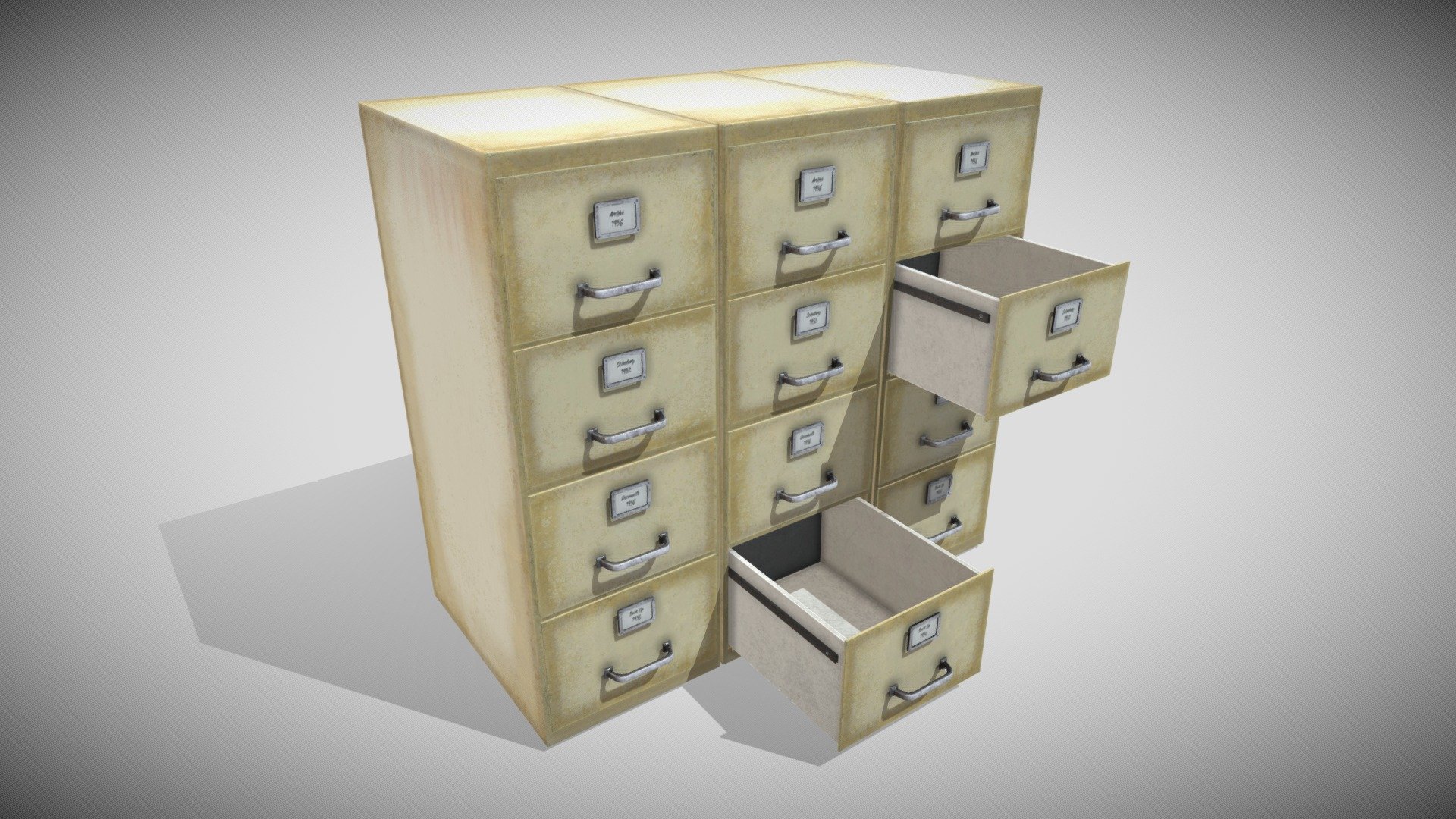 One Material 4k PBR Metalness

Attached Id Map and PhotoShop Levels File to change Stickers......

Drawers can be opened - Drawer Quad - Buy Royalty Free 3D model by Francesco Coldesina (@topfrank2013) 3d model