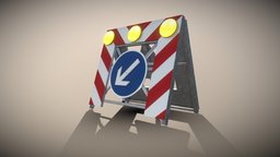 Basic Road Barrier 615 (simple version) highway, sign, game-ready, blender-3d, autobahn, baustelle, vis-all-3d, low-poly, animation, rigged
