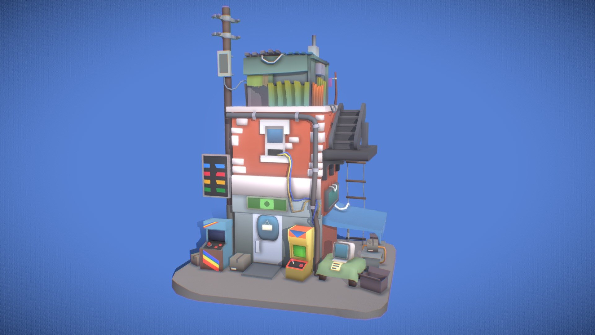 Lowpoly cartoon building 
Game props made on blender
Ready for UNITY or UNREAL games 3d model
