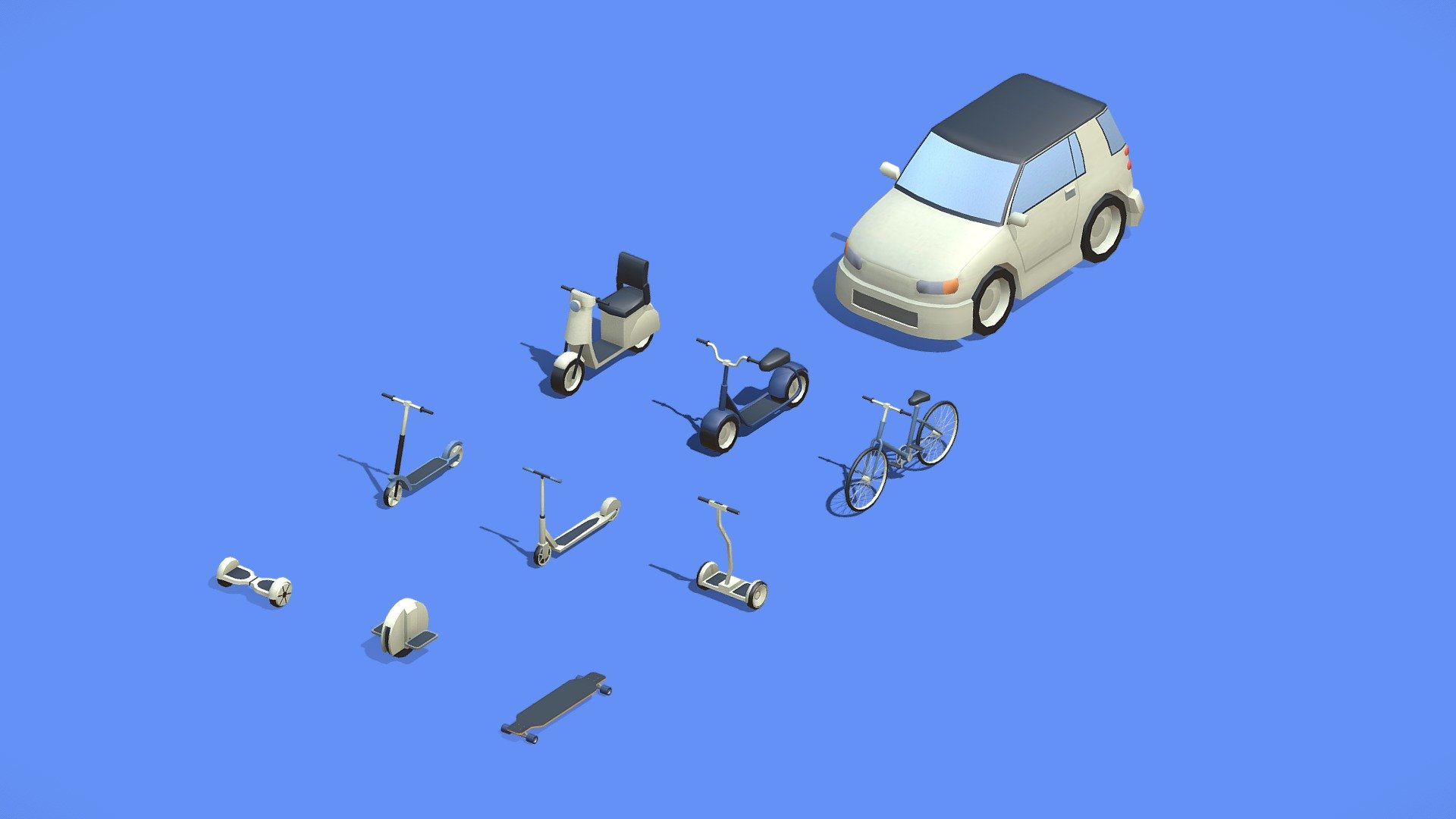 Electric Vehicles - Low Poly - For Games

These objects are suitable for video games for PC and Mobile. The objects have one common material and only one texture. Optimized use of hardware resources. If you have any questions write in the comments, I will answer soon as possible 3d model