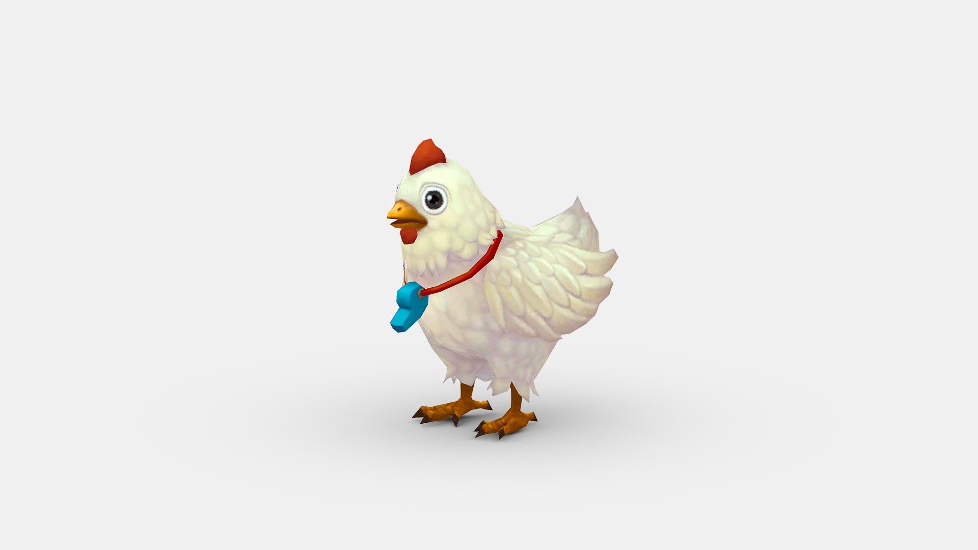 Cartoon white chicken wearing a whistle - Cartoon white chicken wearing a whistle - Buy Royalty Free 3D model by ler_cartoon (@lerrrrr) 3d model