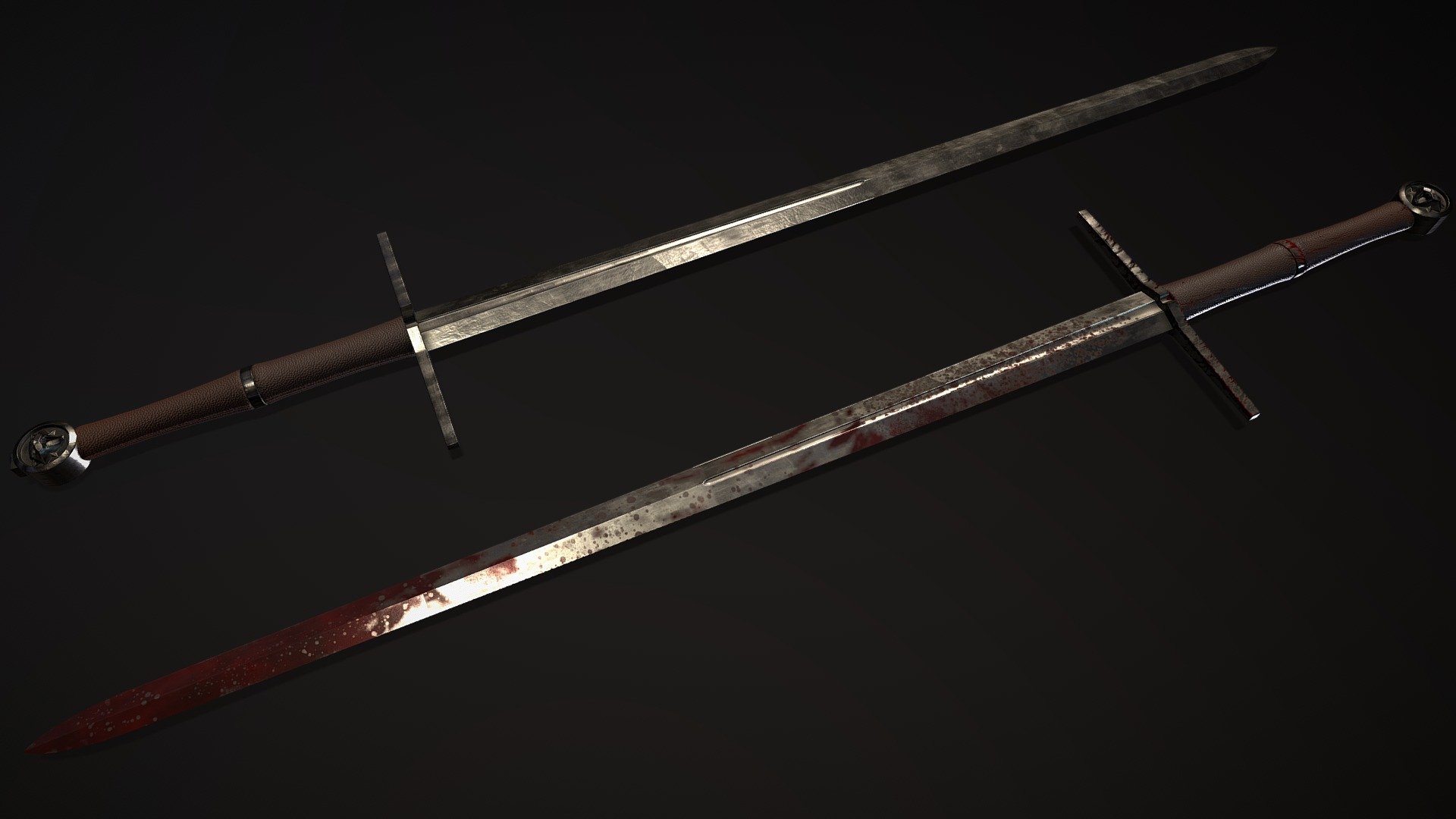 This is a steel witcher sword from the cat school (Hilt emblem). It's fully PBR (roughness) and game ready. Both the bloody and clean textures are included, the background is not. 

Happy slaying! - Witcher Sword - Buy Royalty Free 3D model by Eddie's Bazaar (@Vertibyte) 3d model