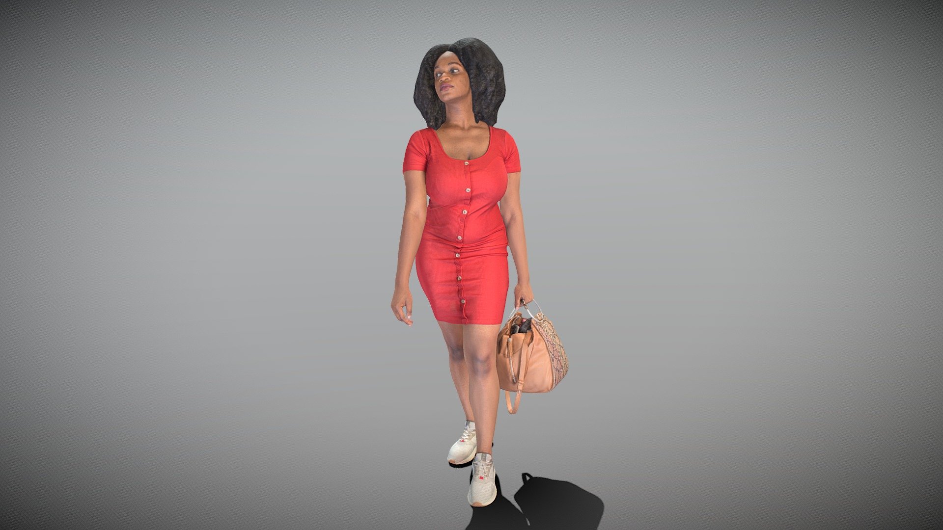 This is a true human size and detailed model of a beautiful young woman of African appearance dressed in casual style. The model is captured in casual pose to be perfectly matching for various architectural, product visualization as a background character within urban installations, city designs, outdoor design presentations, VR/AR content, etc.

Technical specifications:




digital double 3d scan model

150k &amp; 30k triangles | double triangulated

high-poly model (.ztl tool with ar5 subdivisions) clean and retopologized automatically via ZRemesher

sufficiently clean

PBR textures 8K resolution: Diffuse, Normal, Specular maps

non-overlapping UV map

no extra plugins are required for this model

Download package includes a Cinema 4D project file with Redshift shader, OBJ, FBX, STL files, which are applicable for 3ds Max, Maya, Unreal Engine, Unity, Blender, etc. All the textures you will find in the “Tex” folder, included into the main archive.

3D EVERYTHING

Stand with Ukraine! - Young african-american woman walking 349 - Buy Royalty Free 3D model by deep3dstudio 3d model