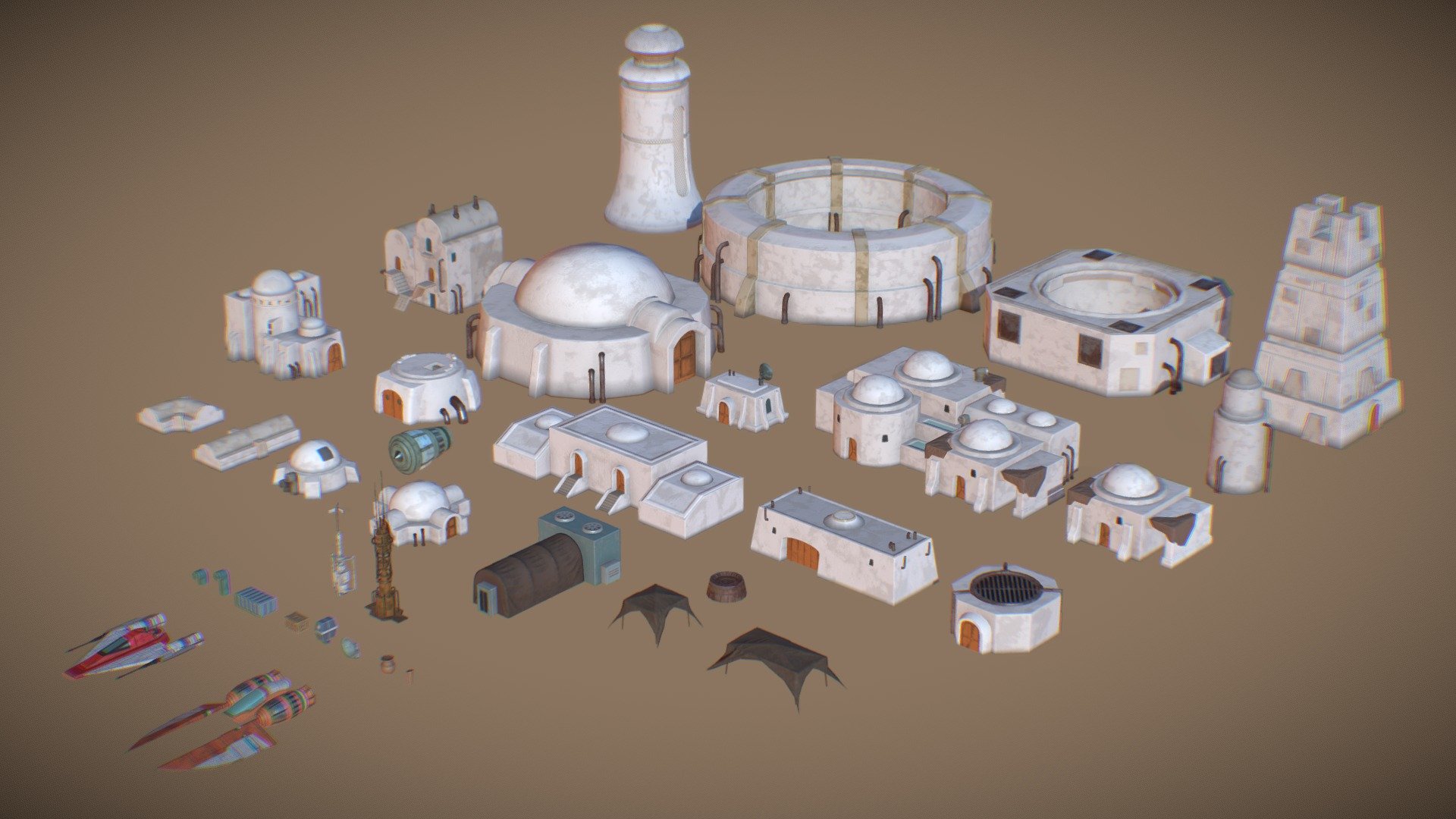 Using the &ldquo;3D LowPoly Star Wars Tatooine Houses Set