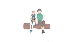 Johnny and Riven love, shadeless, couple, tothemoon, character, low-poly, blender, lowpoly, blender3d, anime