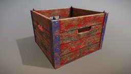 Wooden Crate crate, painted, nextgen, props, box, wooden-crate, asset, low, poly, wood, gameready
