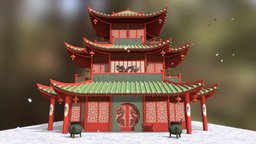 Asian Temple asia, maya, pbr, building, temple