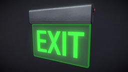 Exit Sign prop, signs, signage, sign, vr, virtualreality, props, game-ready, exit, low-poly-model, props-assets, virtual-reality, vrready, exitsign, architecture