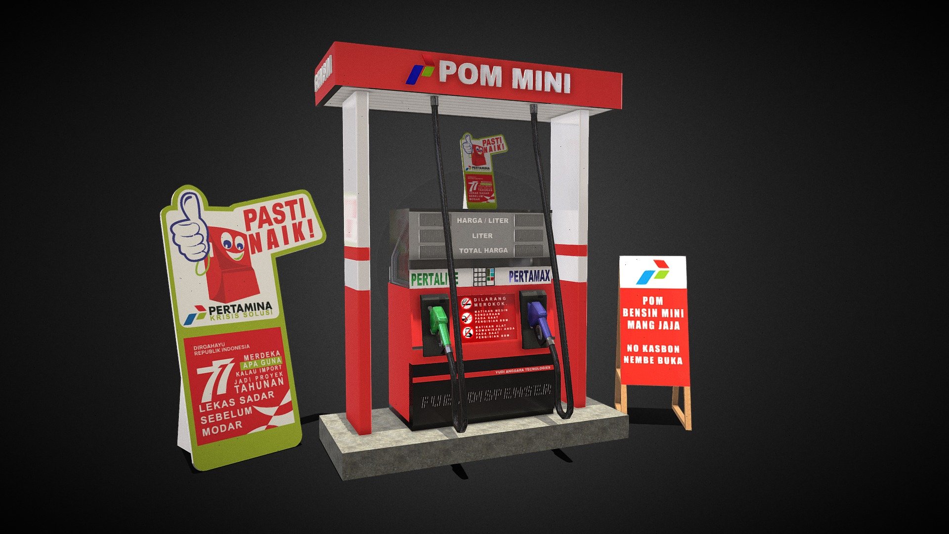 Gas Station - PETROL GAS STATION  PERTAMINI INDONESIAN - 3D model by yudi.rgu 3d model