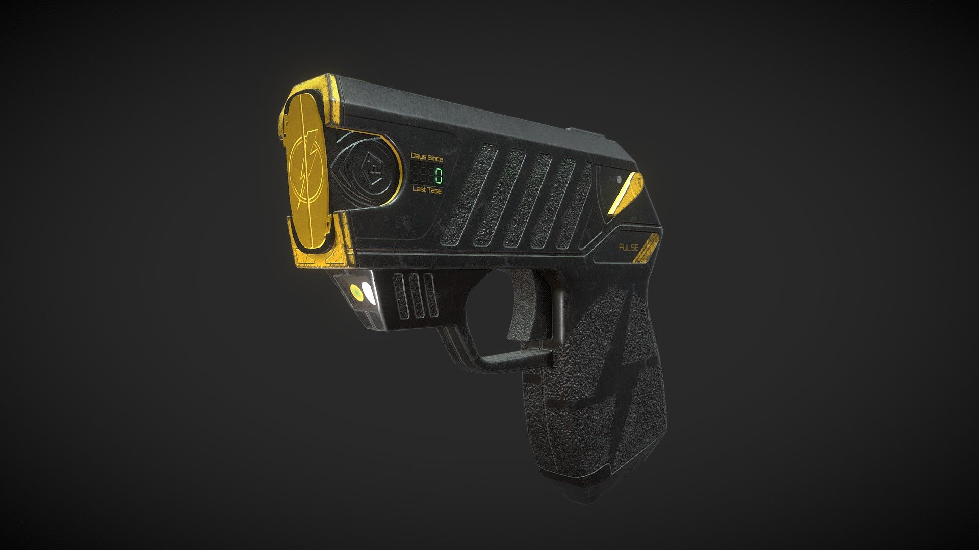 This model is a WIP of a TASER Pulse. This week, I applied textures and created a story element to go along with the model 3d model