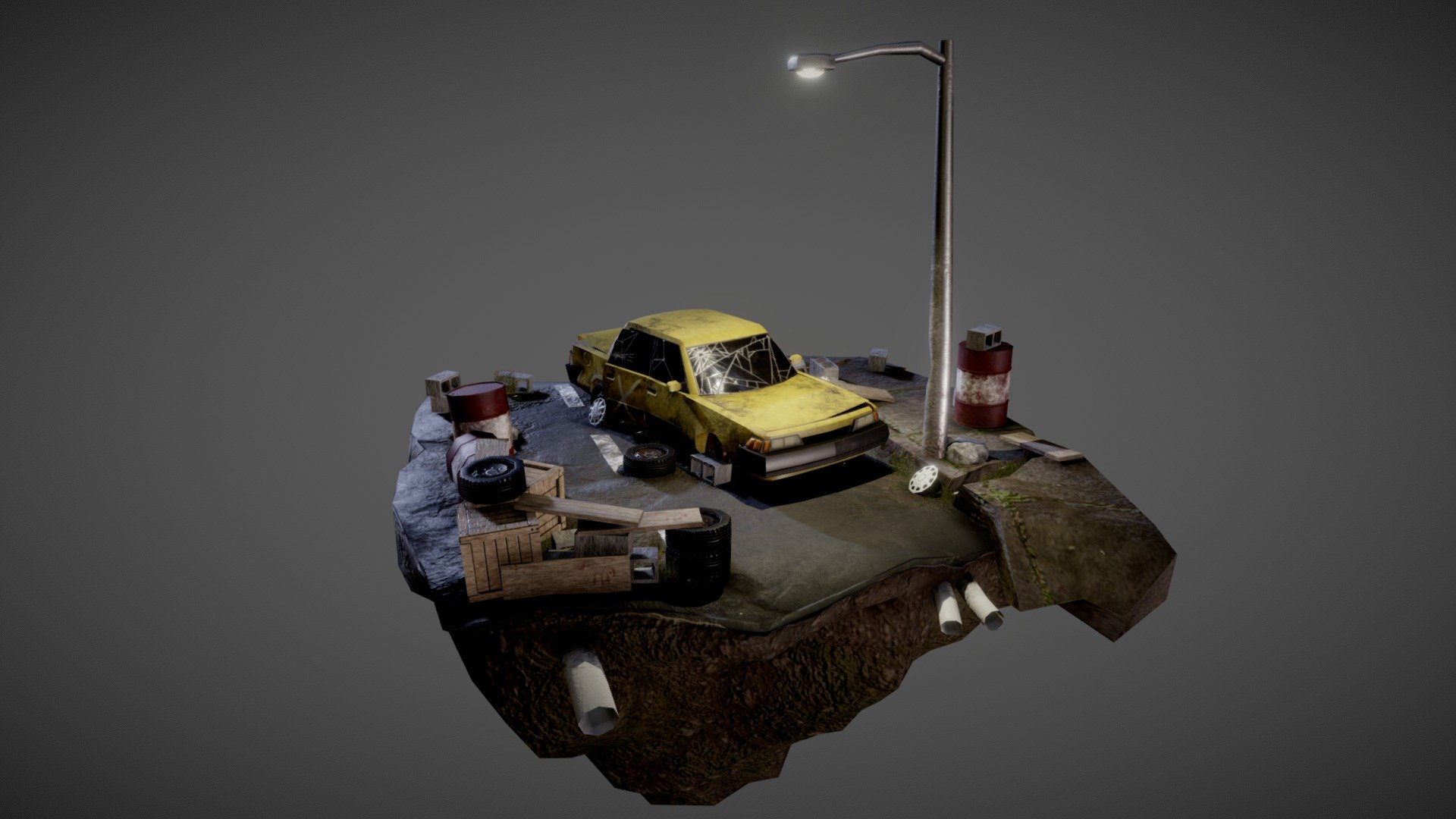 Apocalyptic Roadside/Junkyard Diorama - Download Free 3D model by Yes. JH (@Avanti.snek) 3d model