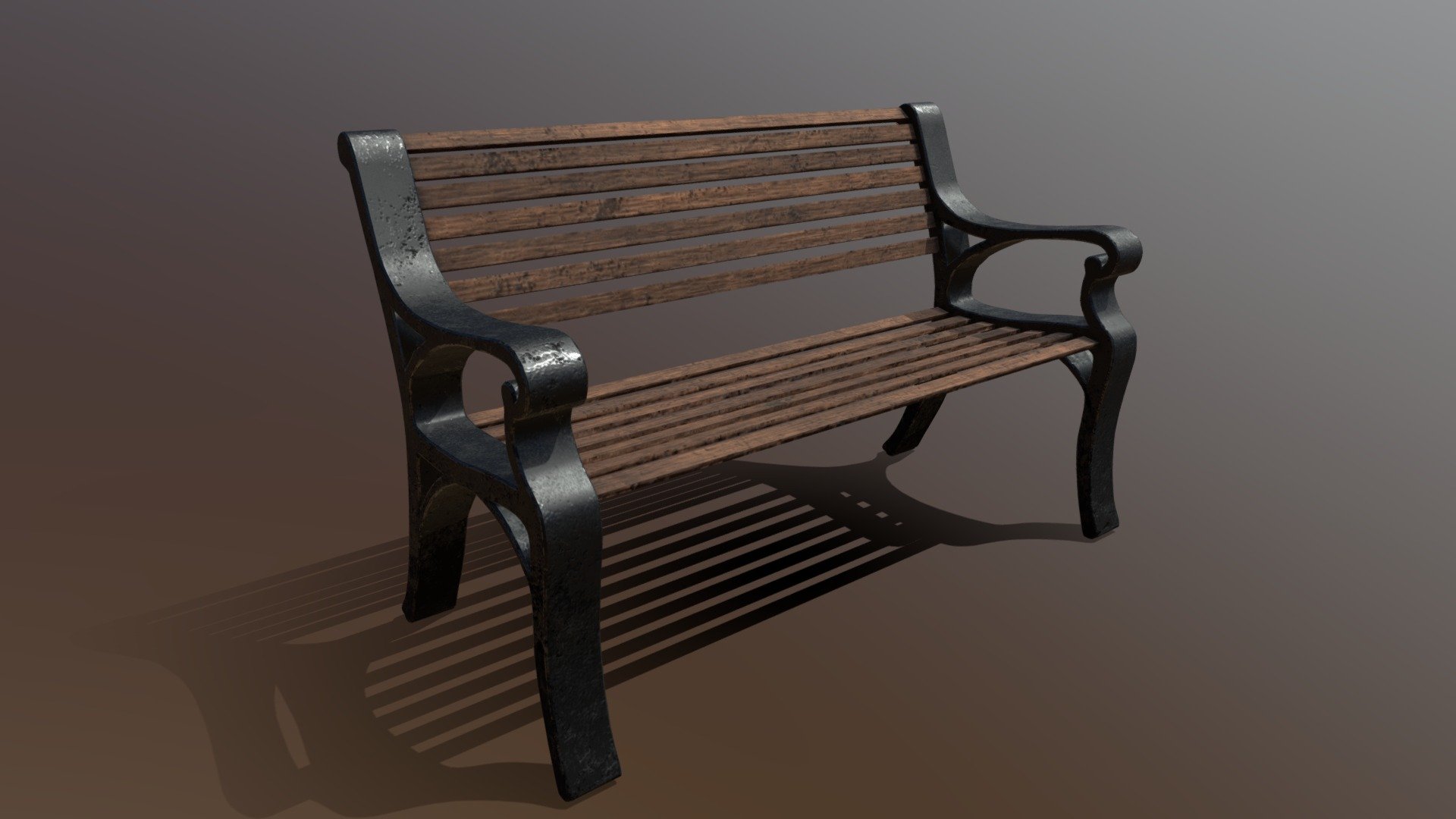 An iron wrought bench one might find in an upscale park or garden 3d model
