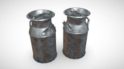 Milk Can food, cow, bucket, storage, country, rusty, can, antique, rustic, beverage, milk, metal, farm, old, stainless, jug, liter, game, pbr, low, poly, bottle