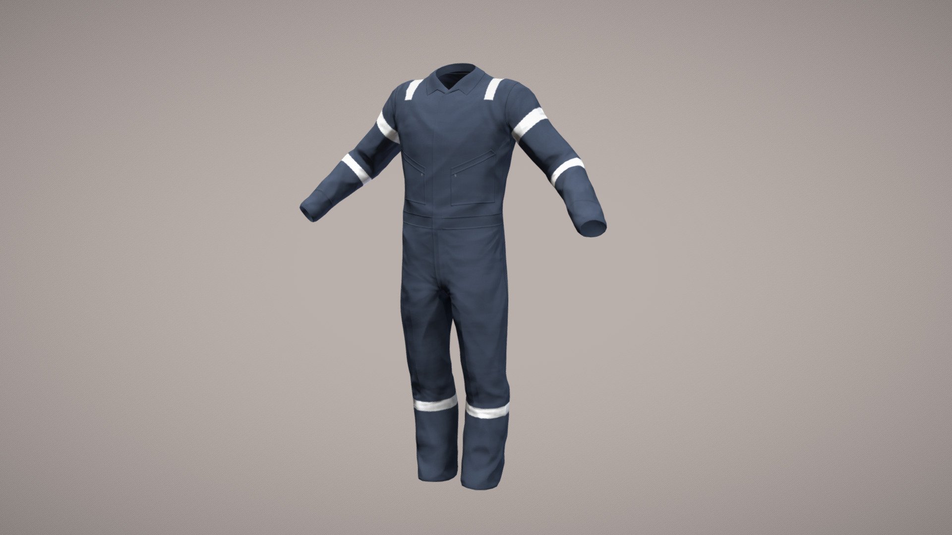 Sculpted Coveralls for set of Personal Protective Equipment (PPE) assets for industrial worker characters used in interactive training application 3d model
