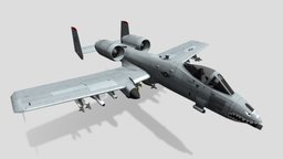 A-10 Thunderbolt II fighter, aviation, a-10, jet, fighter-jet, blender
