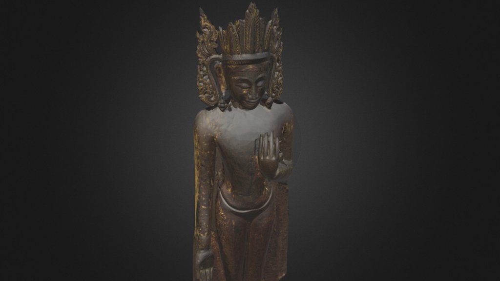 This is Buddha figure was created in 13th century, made of wood, red lacquer, and has a gold leaf and it originates from Burma.

The Red Laquered Buddha is part of the the collection of Asian + South East Asian works of art that were personally owned by John Young and then later donated to the John Young Museum of Art in 1999.

The John Young Museum is a learning learning complex on the University of Hawaii at Manoa campus. 

&ldquo;The museum is a venue for Asian-Pacific artist-in-residences, art history exhibitions, and students centered programming that promote, support, and sustain museum education initiatives for UHM and the local community.