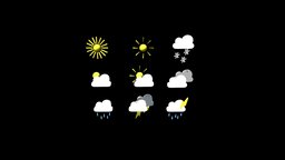 3D icons _Weather clouds, icons, snow, cloud, icon, rain, sun, weather, 3d-icons, lighting, 3d, cinema4d