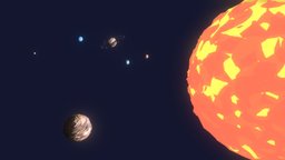 Low Poly Solar System Planets planet, solar, gamedesign, earth, sun, illustration, unity, unity3d, low-poly, cartoon, game, 3d, lowpoly, space