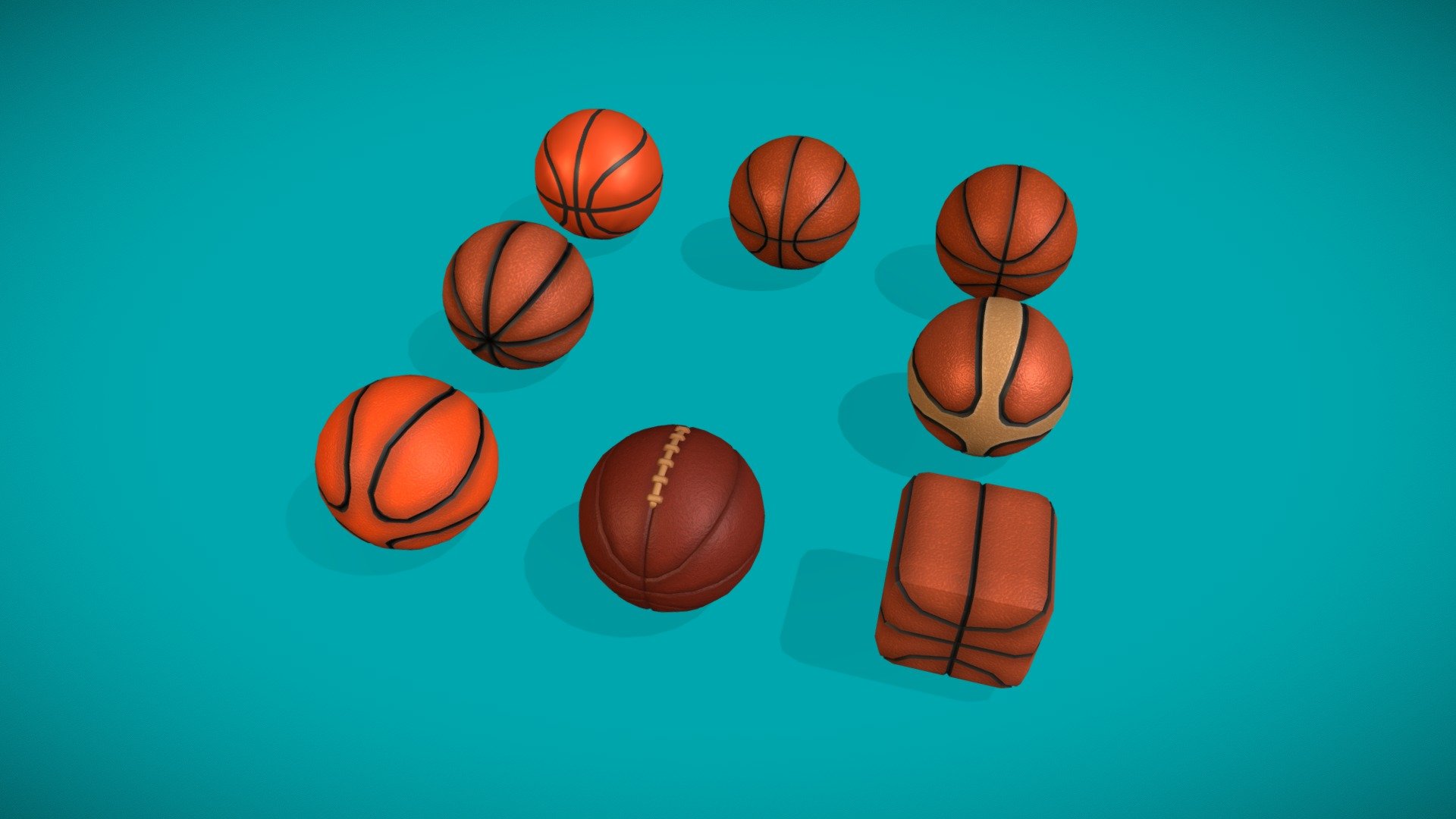 8 variations of the ball representing the evolution of basketball.




Handpainted

Bump textures

Game ready performance
 - Sports balls Pack: Basketball - Buy Royalty Free 3D model by Alberto Luviano (@AlbertoLuviano) 3d model