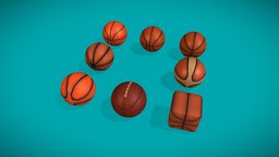 Sports balls Pack: Basketball videogame, indie, basketball, gamedev, fbx, props, nba, handpainted, lowpoly, gameasset, sport, ball, noai