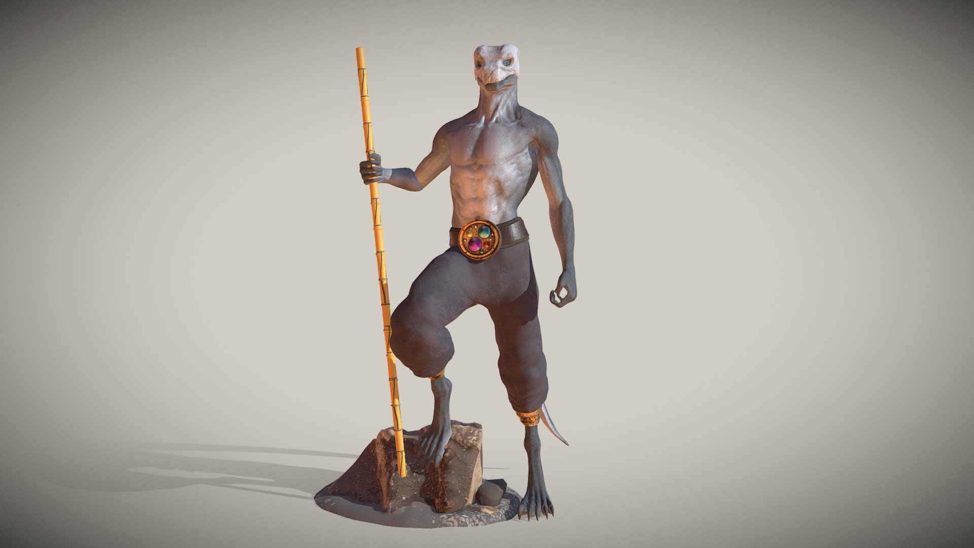 Reptile Monk constructed in:


Maya: Retopology &amp; Rigging 
Substance Painter: Texturing
Zbrush: Sculpting
 - Reptile Monk - 3D model by Jawley3D 3d model