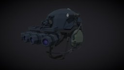 Low Poly Swat helmet with night vision goggles