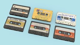 Cassette Tape tape, prop, vintage, retro, unreal, bake, 80s, grunge, metal, old, cassette, gamereadymodel, unity, game, lowpoly, gameasset