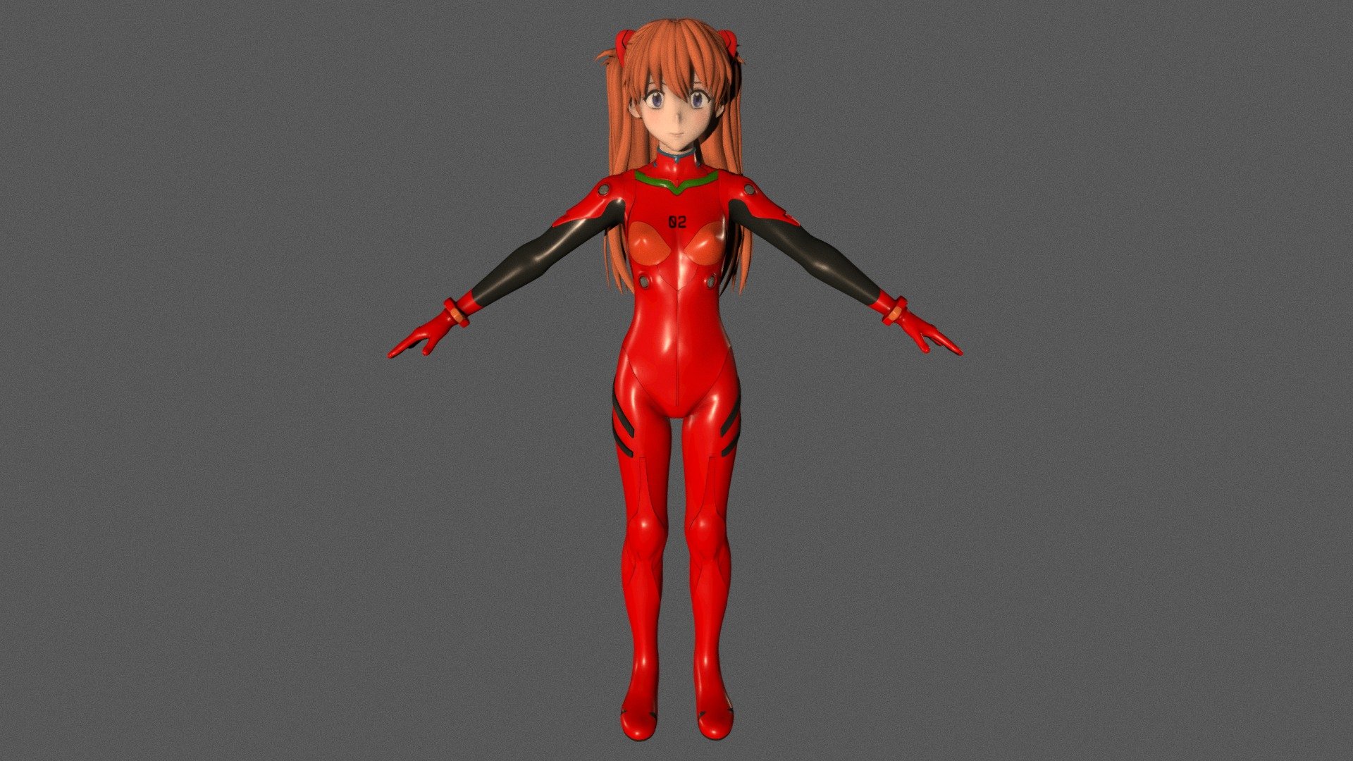 T-pose rigged model of anime girl Asuka Langley Soryu (Neon Genesis Evangelion).

Body and clothings are rigged and skinned by 3ds Max CAT system.

Eye direction and facial animation controlled by Morpher modifier / Shape Keys / Blendshape.

This product include .FBX (ver. 7200) and .MAX (ver. 2010) files.

3ds Max version is turbosmoothed to give a high quality render (as you can see here).

Original main body mesh have ~7.000 polys.

This 3D model may need some tweaking to adapt the rig system to games engine and other platforms.

I support convert model to various file formats (the rig data will be lost in this process): 3DS; AI; ASE; DAE; DWF; DWG; DXF; FLT; HTR; IGS; M3G; MQO; OBJ; SAT; STL; W3D; WRL; X.

You can buy all of my models in one pack to save cost: https://sketchfab.com/3d-models/all-of-my-anime-girls-c5a56156994e4193b9e8fa21a3b8360b

And I can make commission models.

If you have any questions, please leave a comment or contact me via my email 3d.eden.project@gmail.com 3d model