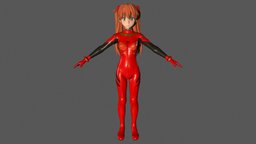 T pose rigged model of Asuka Langley Soryu