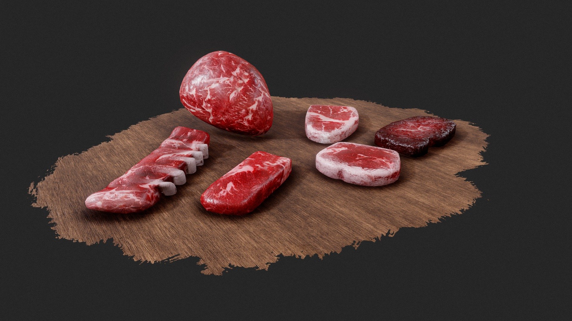Some expirimental, realistic red meat models.
Most of them are rare haha. Feel free to use them in games, or animations if you'd like. Just a for fun project for me 3d model