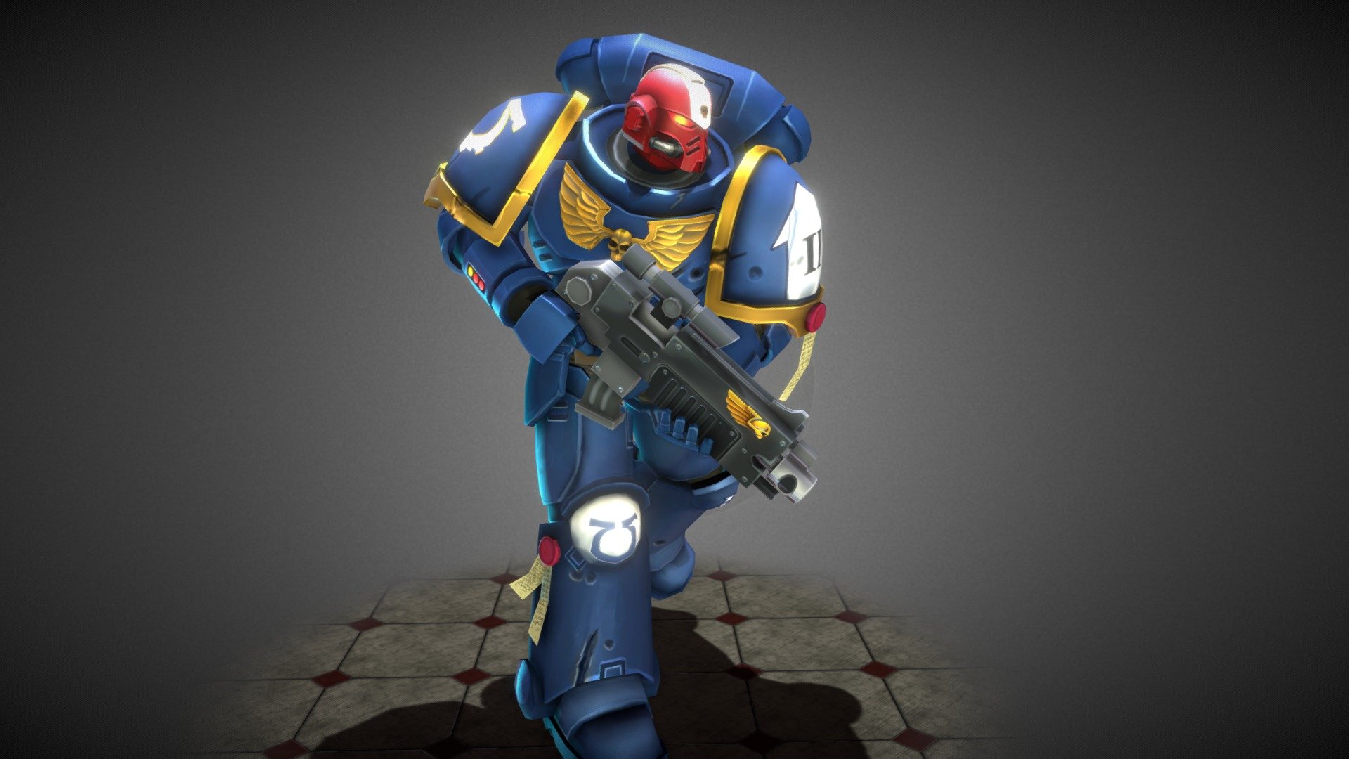 Primaris ultramarine sergeant. Lowres model, 3ds Max, Substance painter, Zbrush and Photoshop 3d model